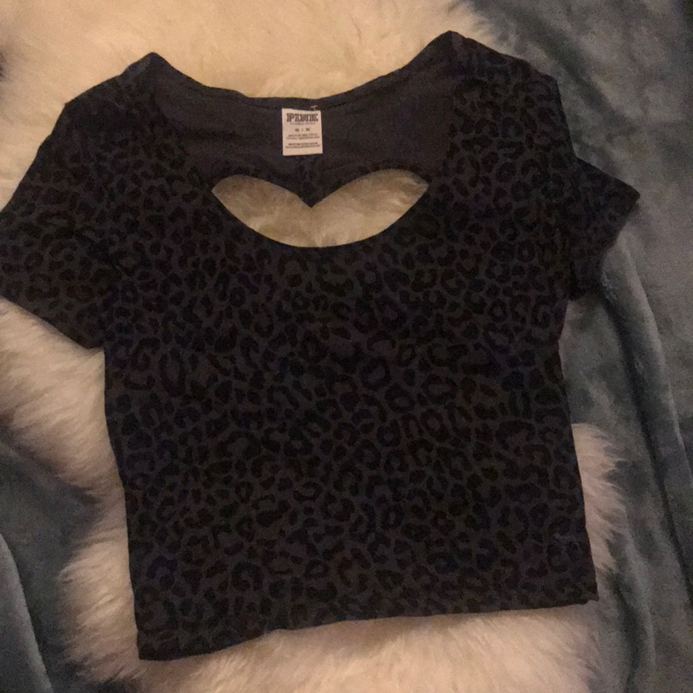 Black & Gray Leopard Print Crop Top